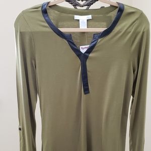 Design History Womens Olive Green Long sleeve Tee